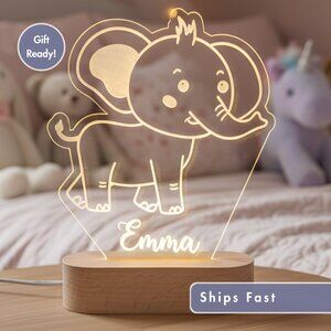 Elephant Custom Name Light • Personalized LED Cloud Decor • Baby Gift